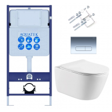 Комплект инсталляции с подвесным унитазом AQUATEK с сиденьем и кнопкой SET AQUATEK ОБЕРОН KDI16